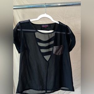 Material Girls Sheer Black Short Sleeve